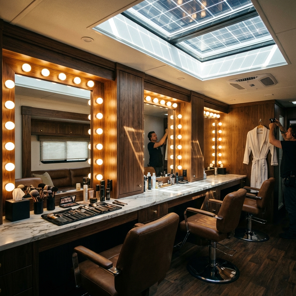 Hollywood Trucks Makeup 40ft – solar-powered production support